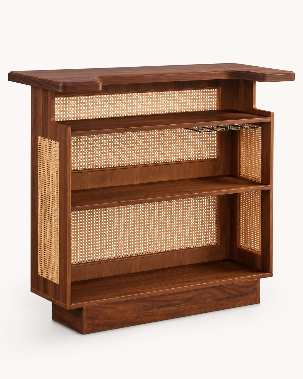 Rattan Wood Home Bar Cabinet