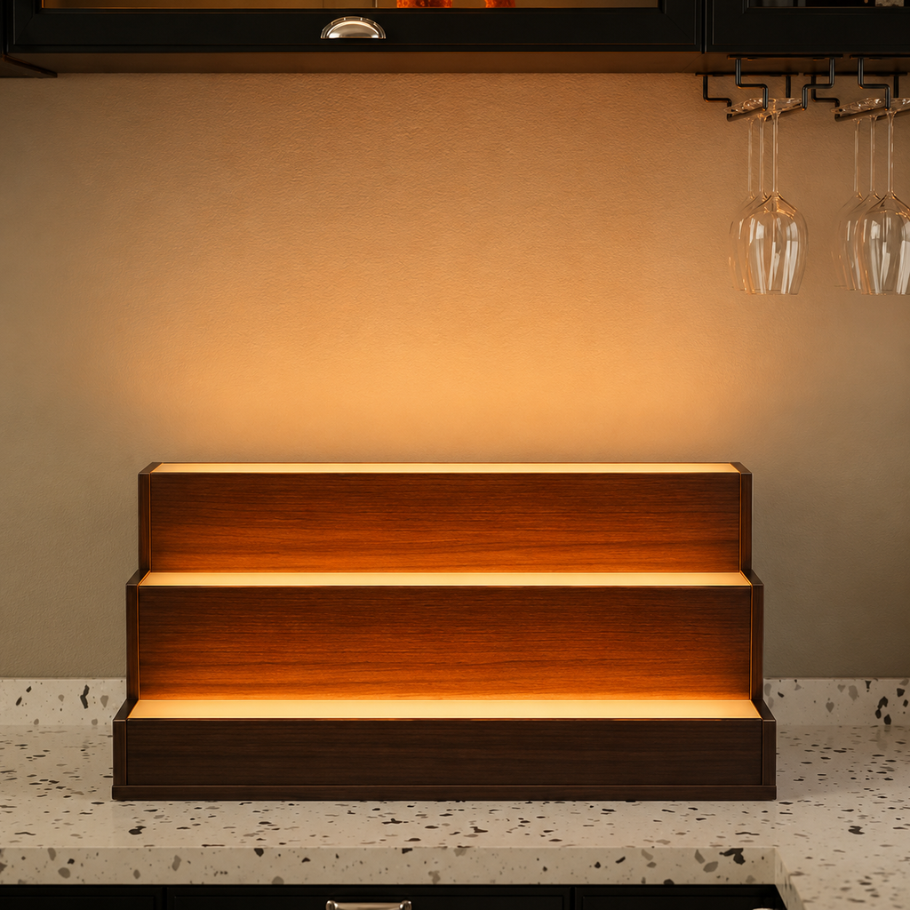 Illuminated Tiered Liquor Display Stand