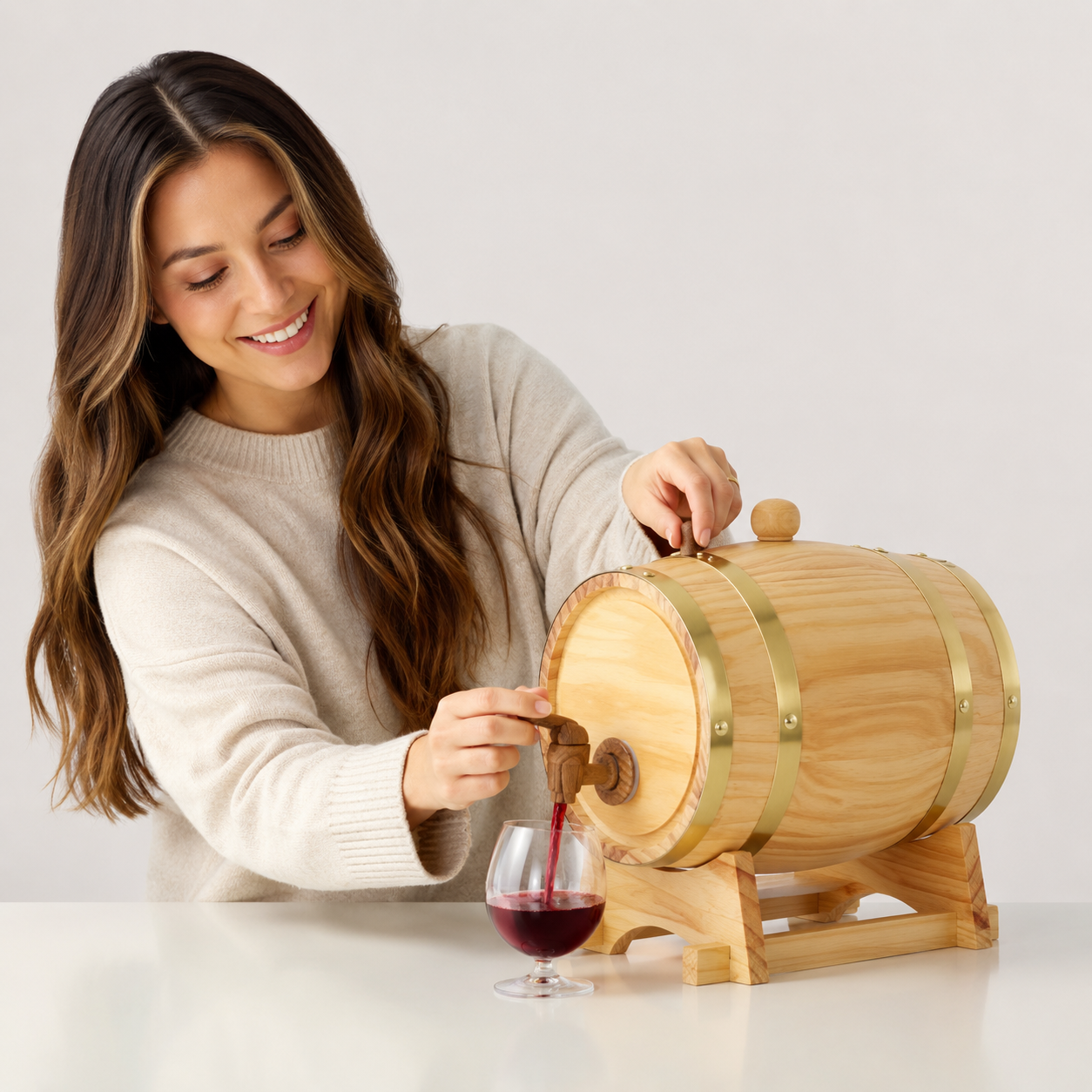 Wooden Barrel Beverage Dispenser