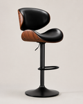 Modern Walnut & Black Swivel Bar Stool