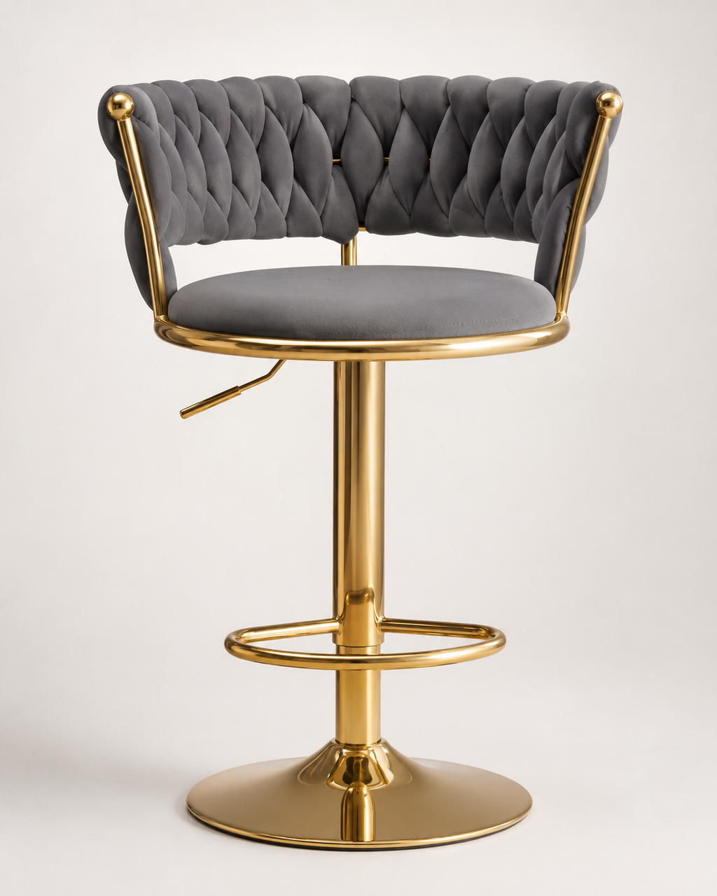 Velvet Tufted Gold Bar Stool