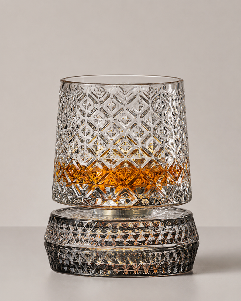 Crystal Whiskey Glass & Matching Coaster Set