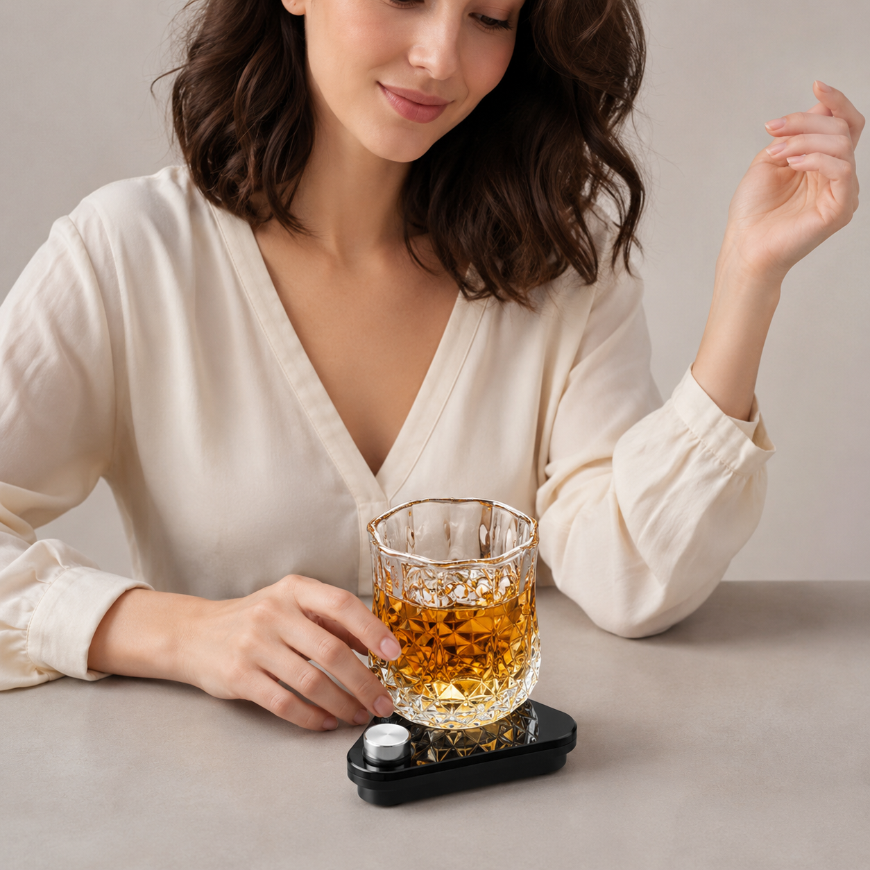 Heated Crystal Whiskey Glass Set