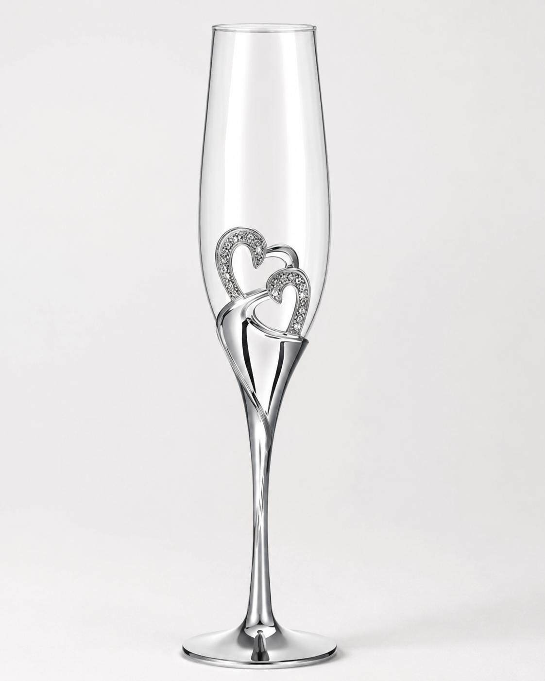 Silver Heart Champagne Flute
